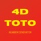 4D Toto Number Generator is an app that provides you with a random 4 digit number for you to play on 4D or Sports Toto