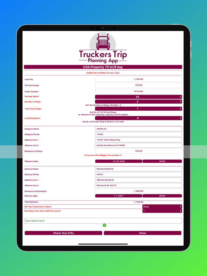 Truckers Trip Planning Teams