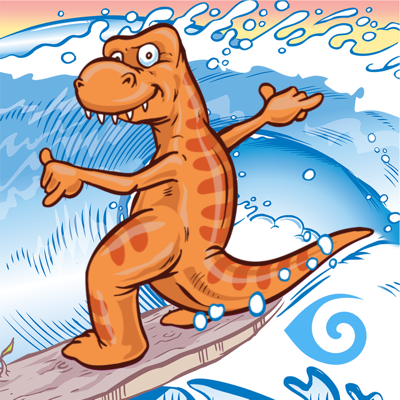 Surfa Saurus Surfing Dinosaur