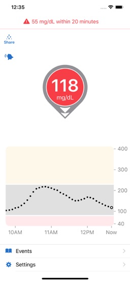 Dexcom G6 app screenshot