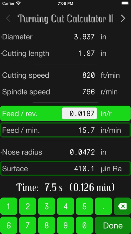 Turning Cut Calculator II screenshot-4