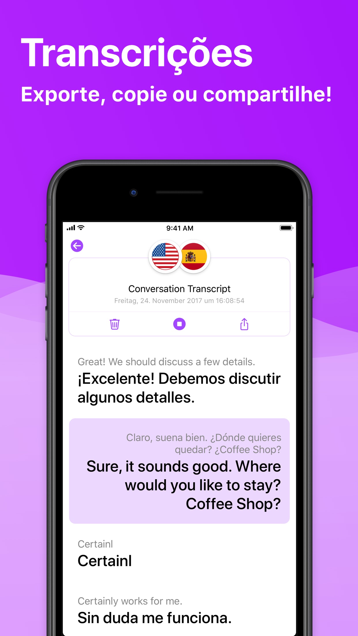 Screenshot do app iTranslate Voice