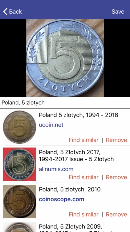 Coinoscope: visual coin search