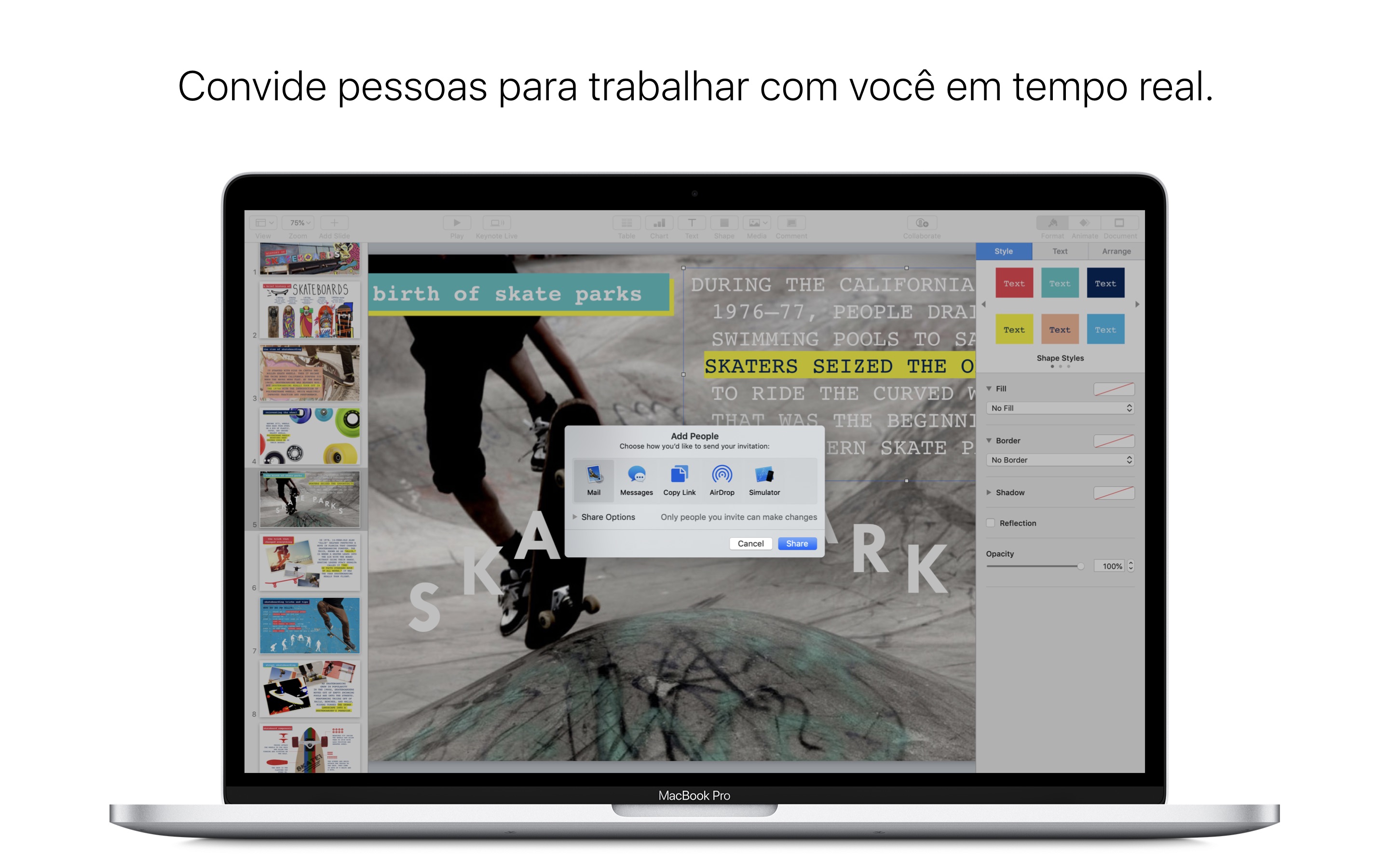 Screenshot do app Keynote