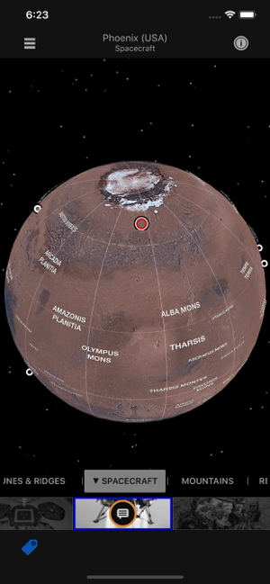 צילום מסך מידע על מאדים