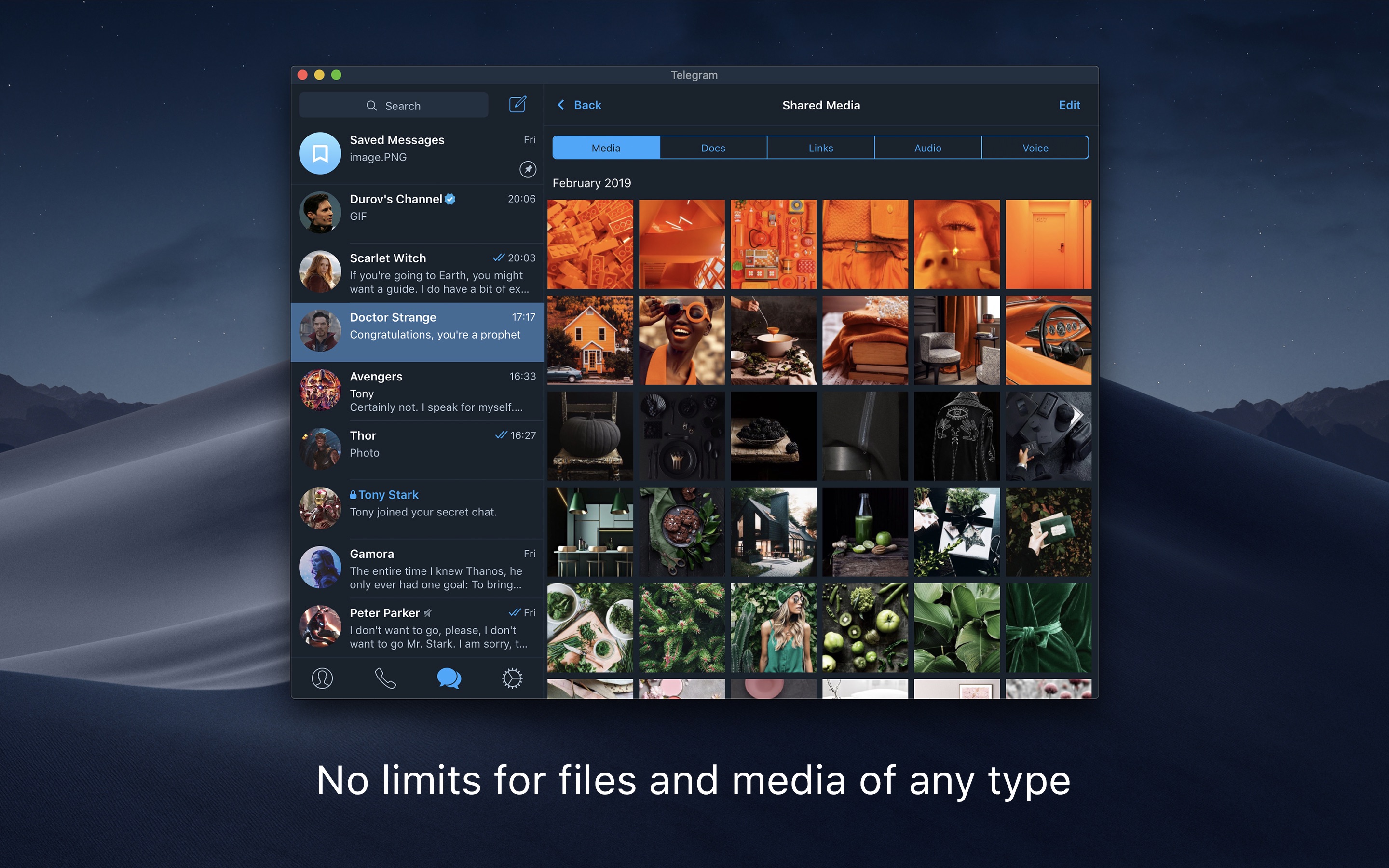 Screenshot do app Telegram