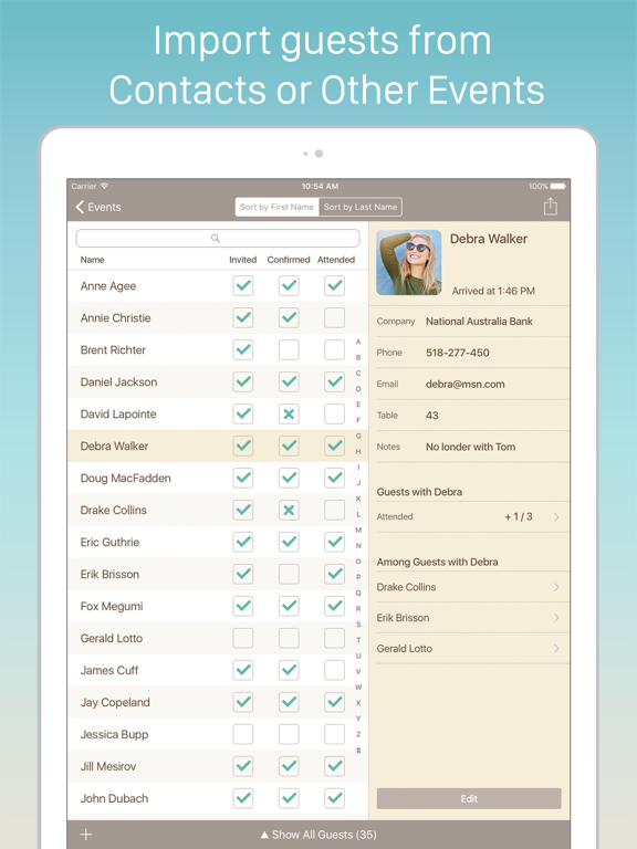 Guest List Organizer. screenshot