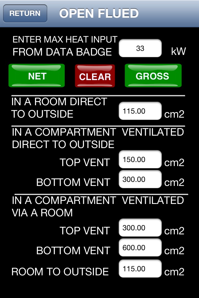 GB Gas Ventilation Calculator screenshot 2