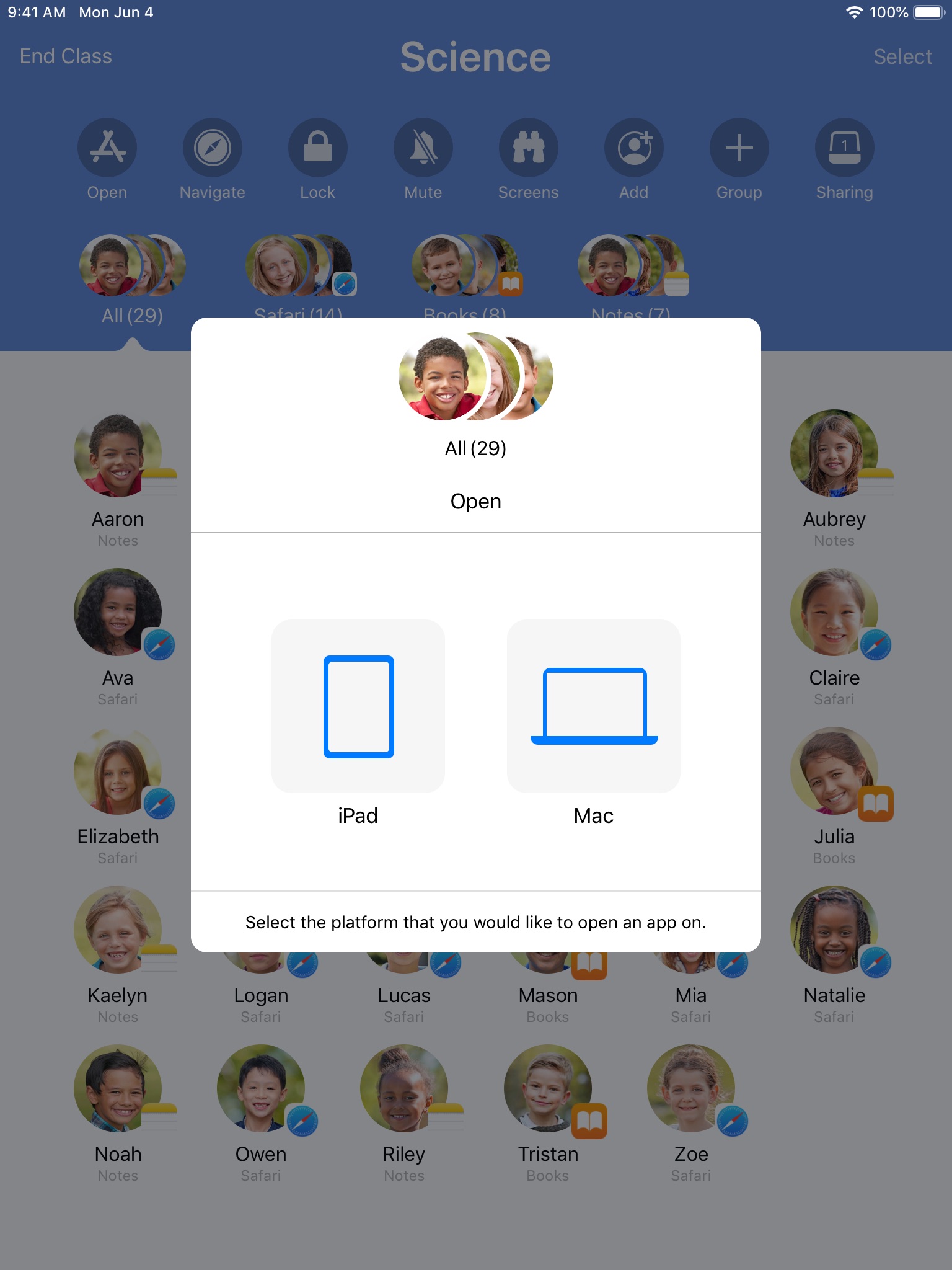 Screenshot do app Sala de Aula