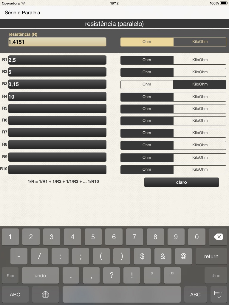 Elec Series & Parallel Calc. screenshot 2