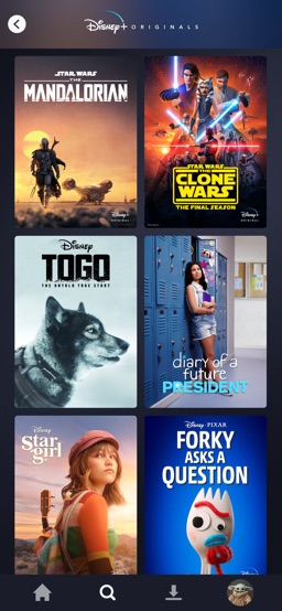 Disney+ app screenshot