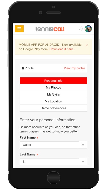 TennisCall: Tennis Player app screenshot-6