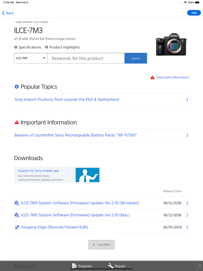 Support by Sony Find support