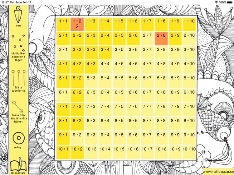 Öva multiplikationstabellen