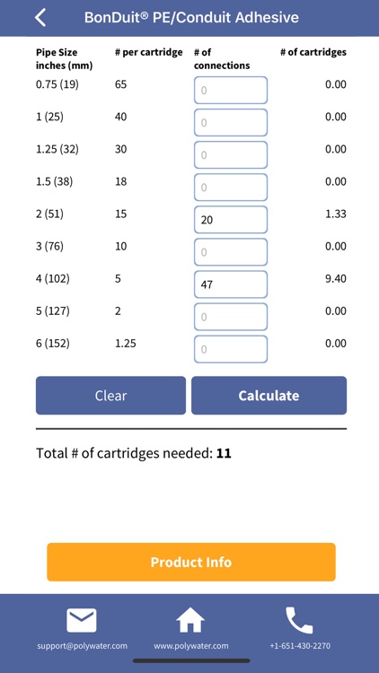 Polywater Product Calculators