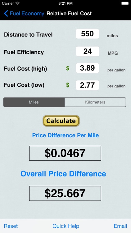 Fuel Calculator: MPG, L100k