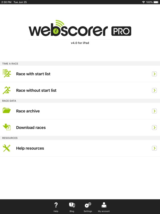 Webscorer Race Timer for iPad