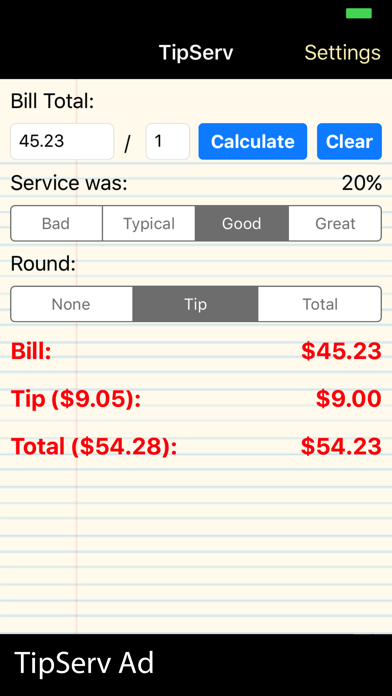 How to cancel & delete TipServ - Tip Calculator from iphone & ipad 1