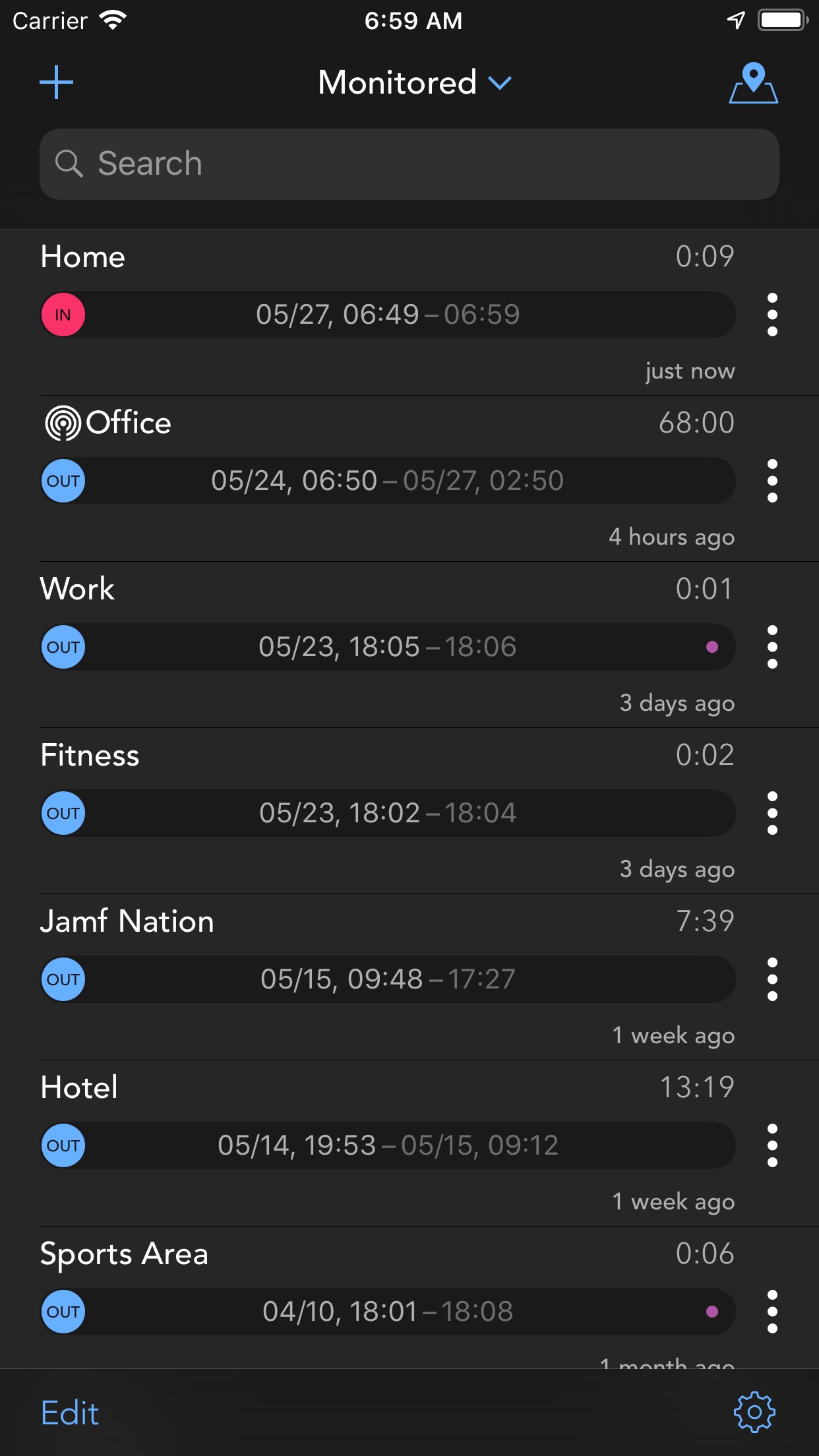 Screenshot do app Geofency | Time Tracking