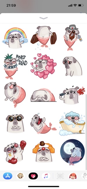 Water Pug Dog Funny Stickers