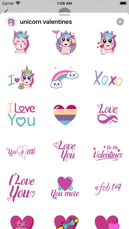 Unicorn Valentine Sticker