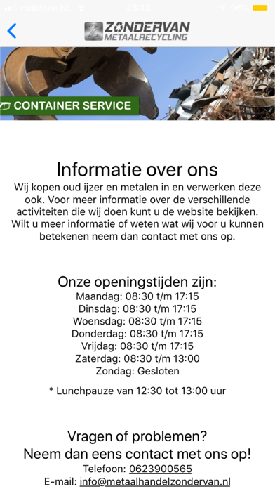 Zondervan Metaalrecycling screenshot 2