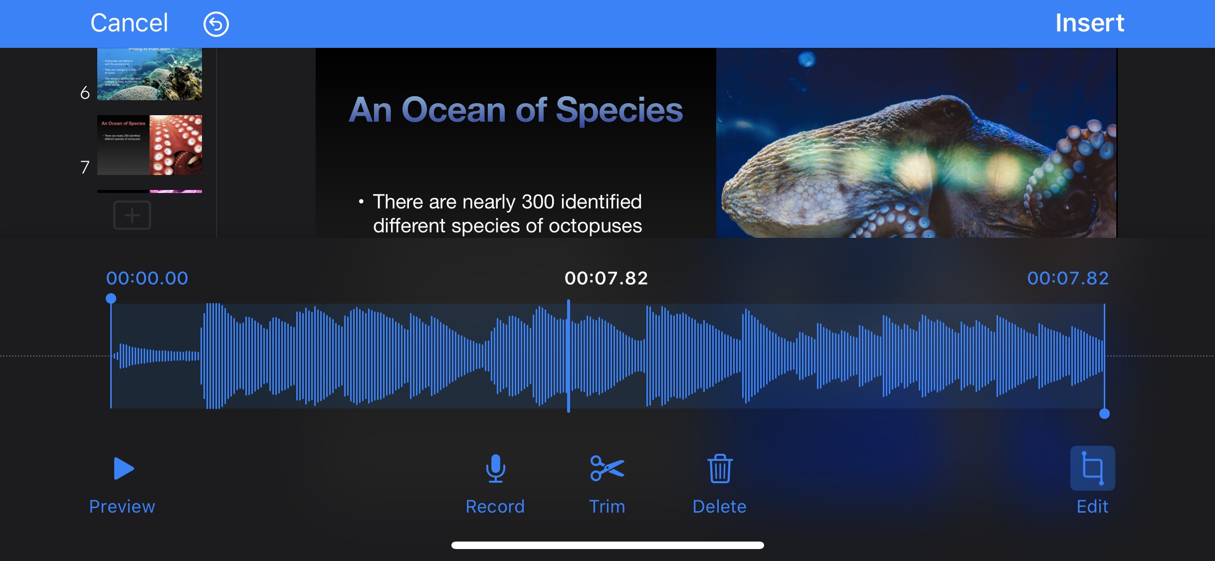 Screenshot do app Keynote