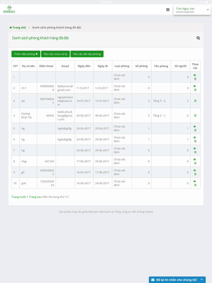 Quản lý cơ sở lưu trú ManMo3H