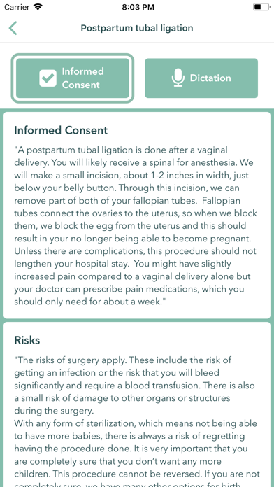 Informed Consent and Dictation screenshot 2