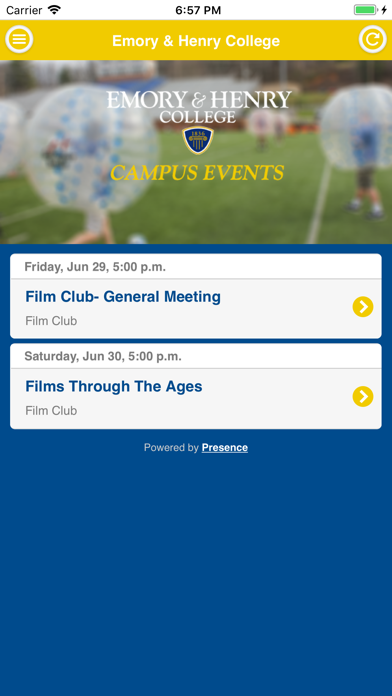 Emory & Henry College Events screenshot 2