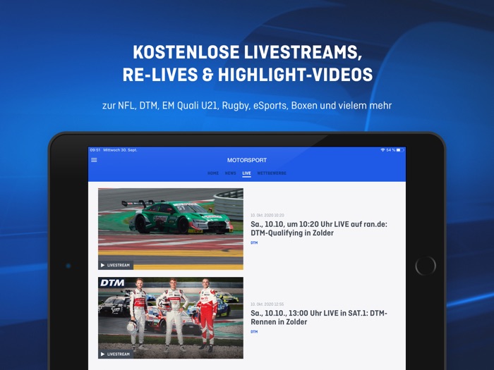 ran  NFL, Bundesliga, DTM