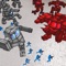 The stickmen have a new war: the red mech warriors are attacking their futuristic city
