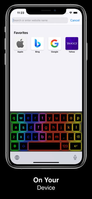 Snímek obrazovky klávesnice RGB