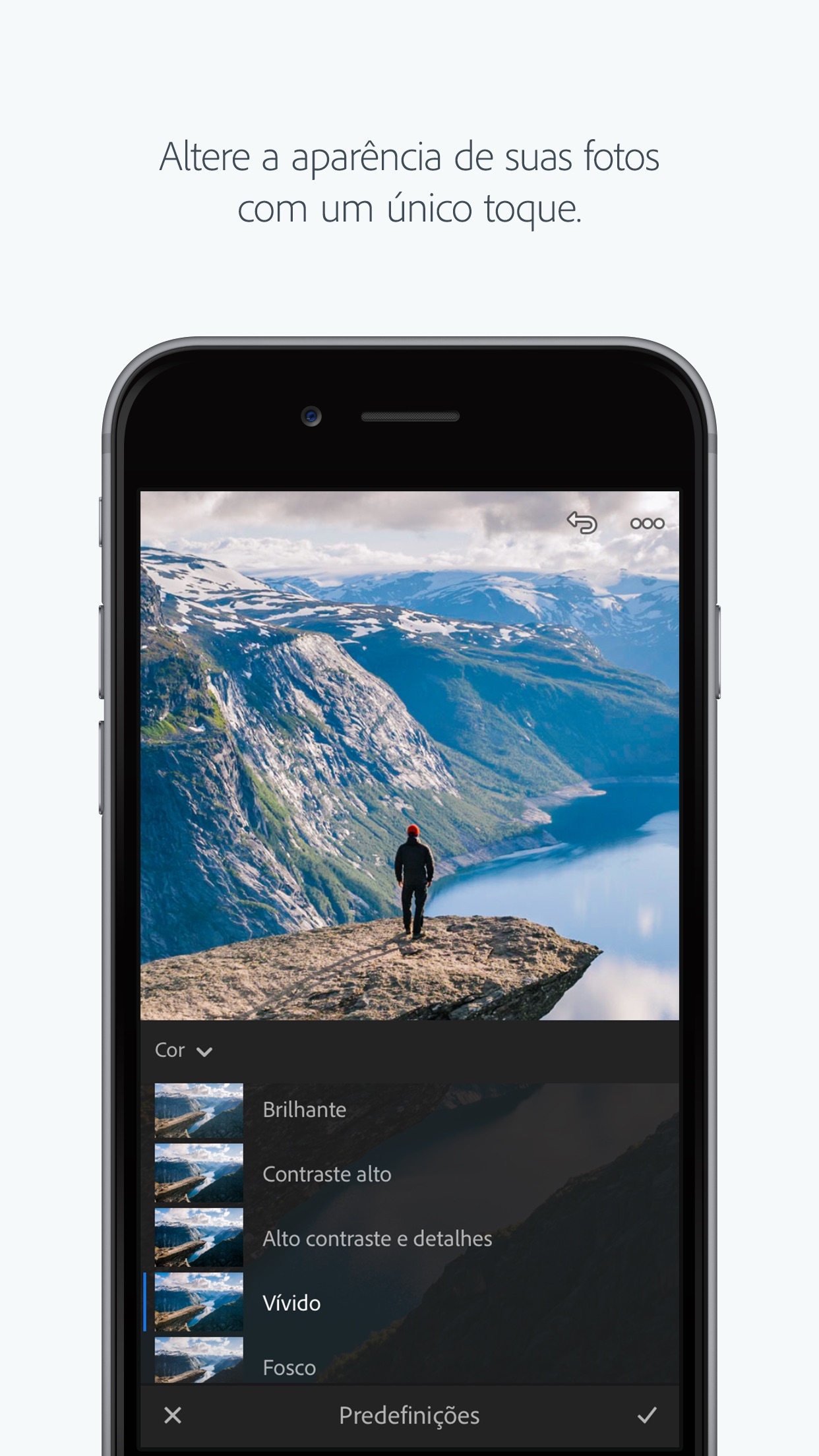 Screenshot do app Adobe Lightroom CC