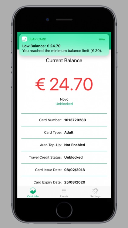 Leap Card Balance