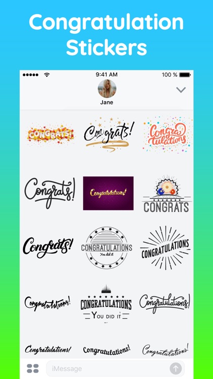 Congrats Text Stickers Pack