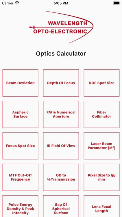 Wavelength Optics Calculator