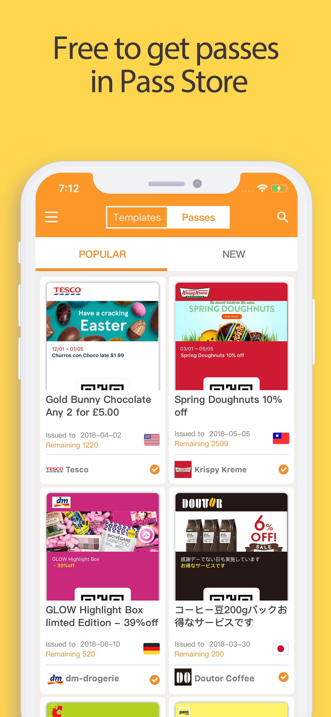 Screenshot do app Pass2U Wallet - cards/coupons