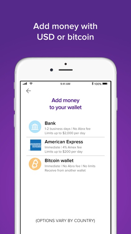 Abra: Bitcoin, Ripple, LTC