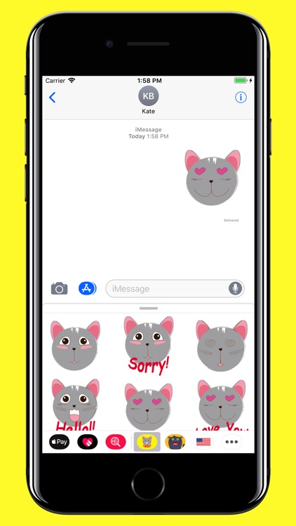 Grey Cat emojis - Smiley moji screenshot-3