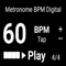 The BPM Digital Metronome lets you play different types of beats in measures 2/4, 3/4, 4/4 or any other measure
