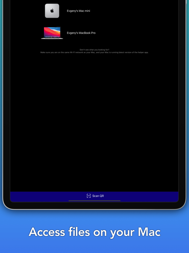 Snímek obrazovky Průzkumník souborů pro Mac [Pro]