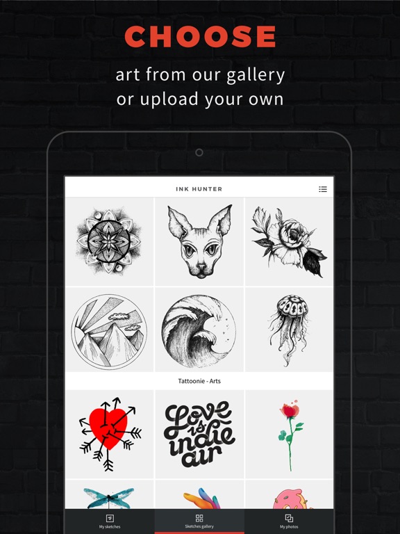 iPad Image of INKHUNTER Try Tattoo Designs
