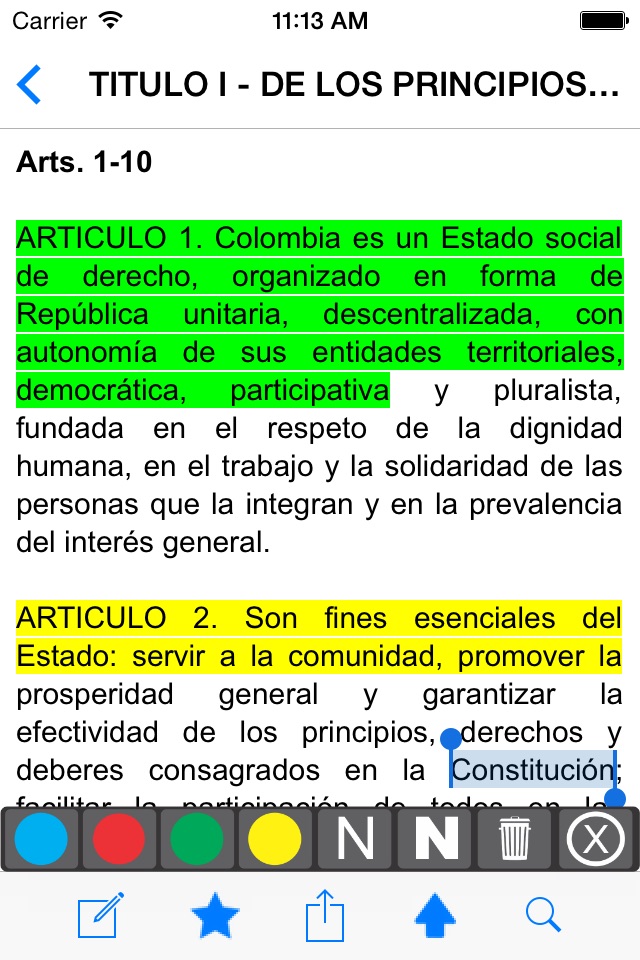 Constitución Colombiana screenshot 2