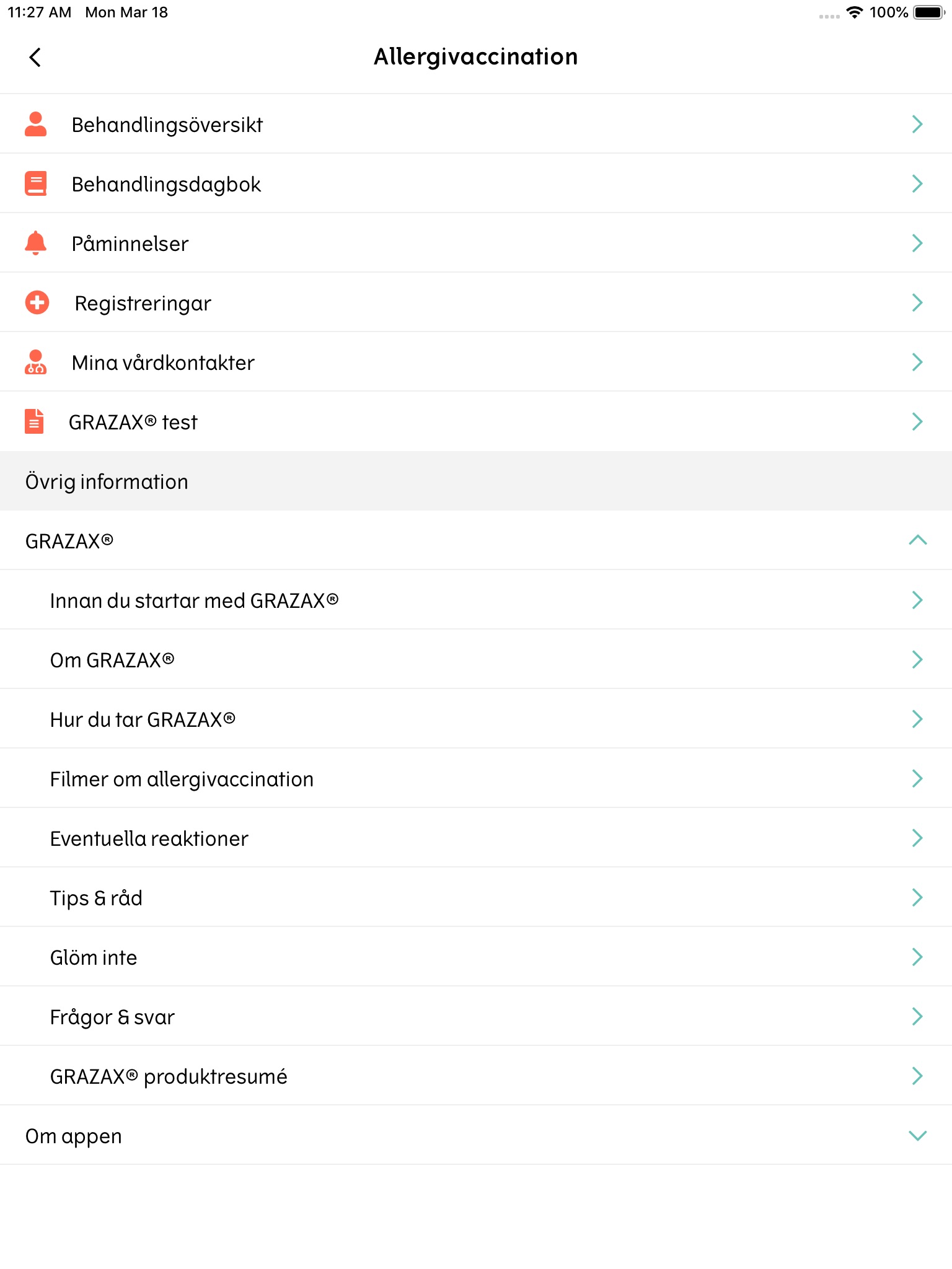 Allergivaccination screenshot 3