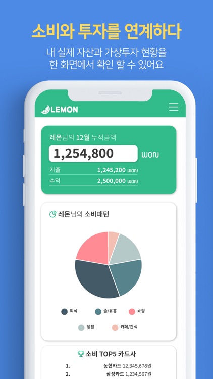 레몬 - 가계부와 가상투자를 결합한 제테크 앱