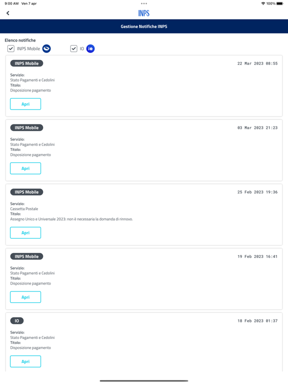 INPS mobile per Tablet screenshot 4