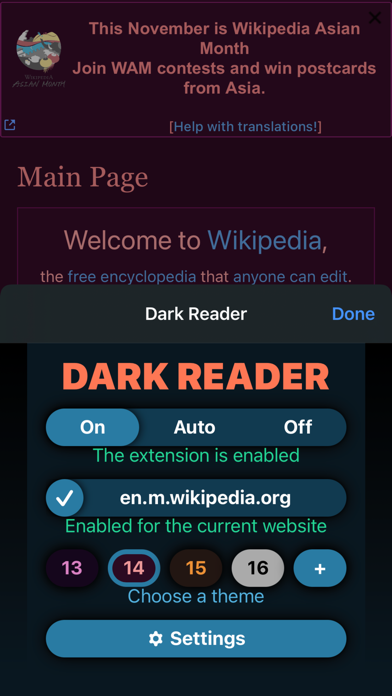 Dark Reader for Safari Screenshots