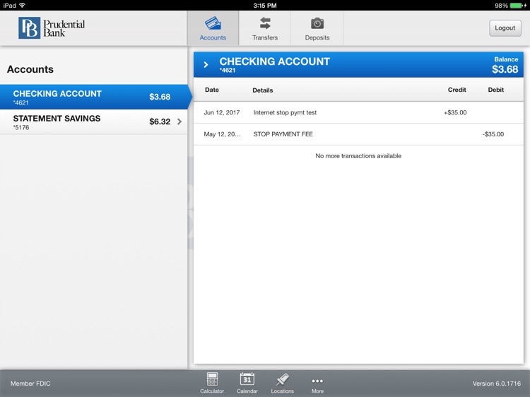 Prudential Bank Mobile for iPad