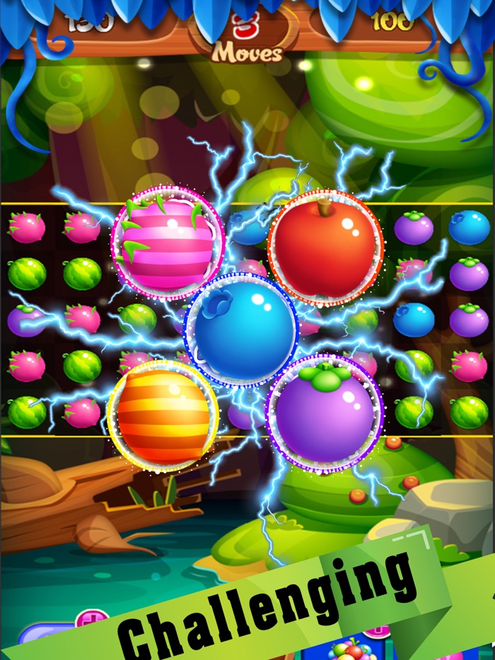 Tasty treats fruit on match 3 game